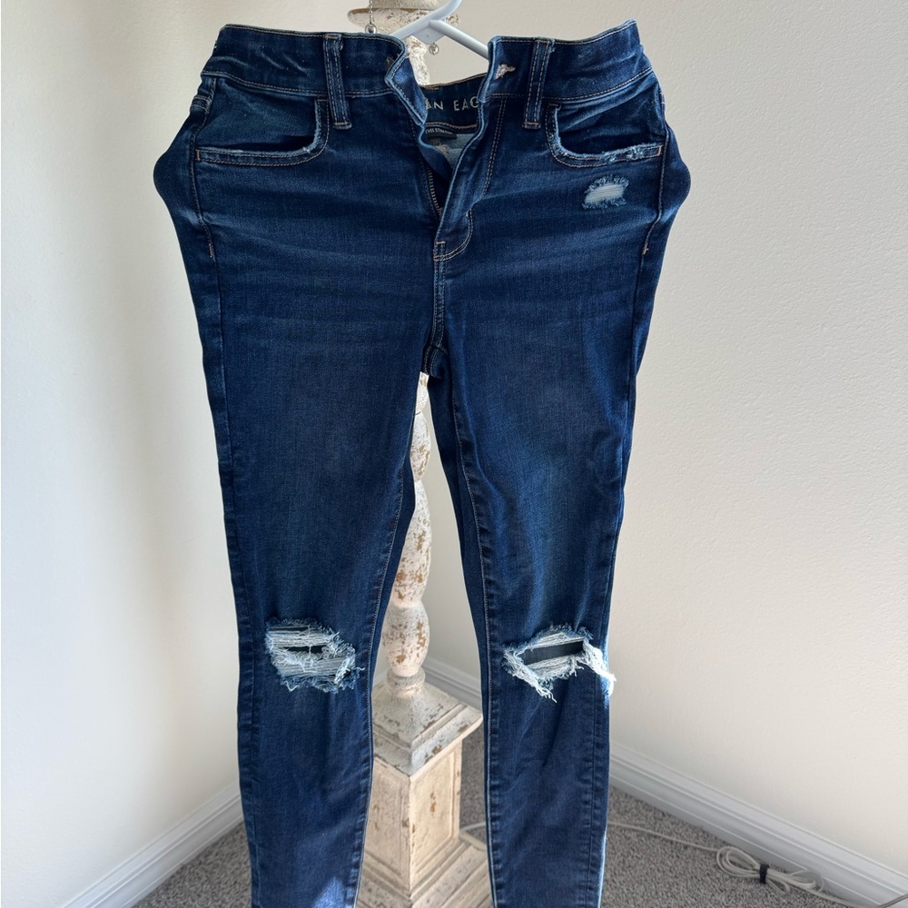 American Eagle Outfitters Blue Skinny Jeans Distressed